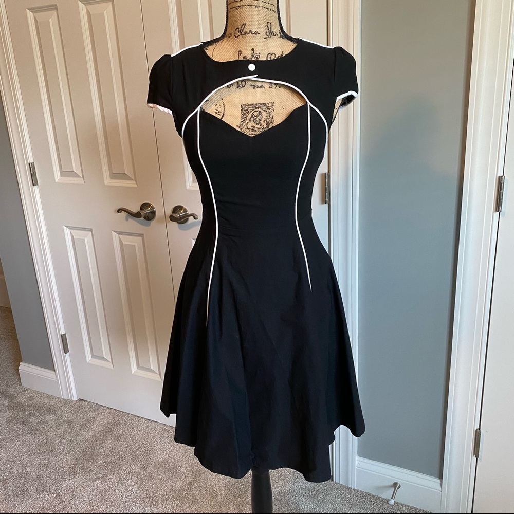 Sourpuss Black and White Keyhole dress